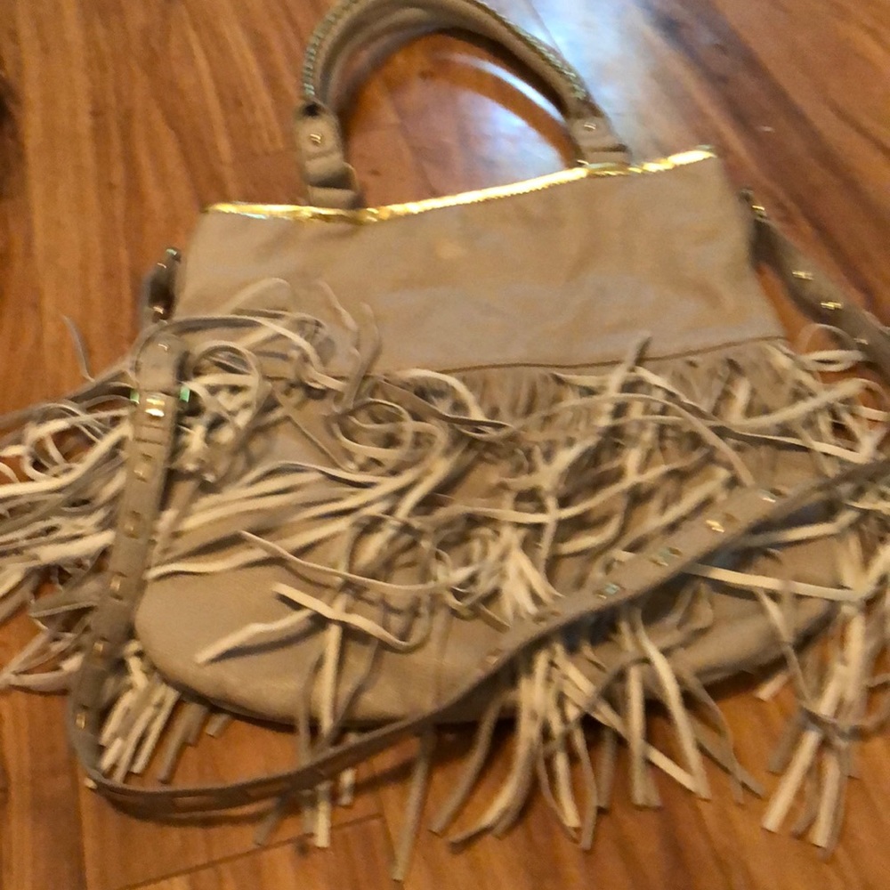 Beige Fringe Handbag